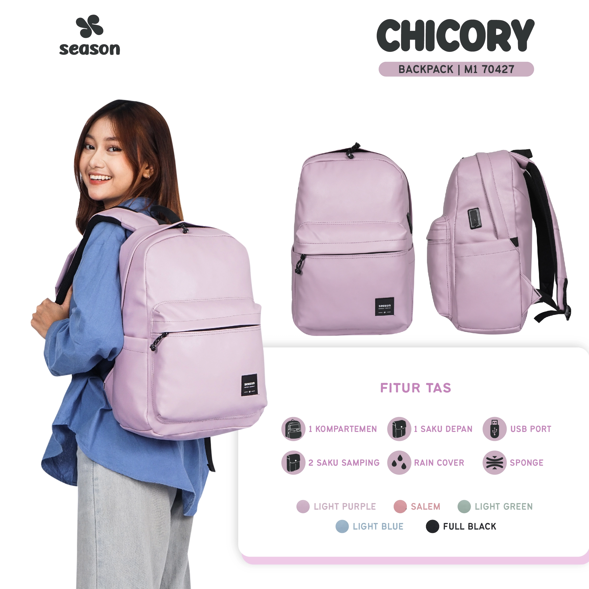 Tas Ransel Sekolah Wanita Season Chicory